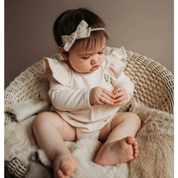 Karibou Milana Winged Cotton Playsuit Sz 1 Year Almond Cream - Picture 9 of 9